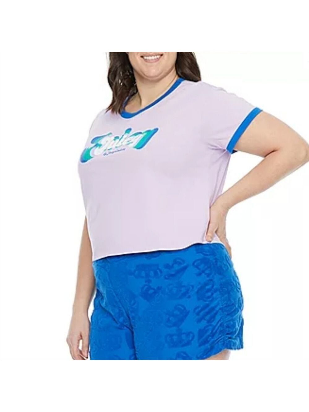 JUICY BY JUICY COUTURE WOMEN'S PLUS RINGER CREW NECK SHORT SLEEVE T-SHIRT 2X 3X